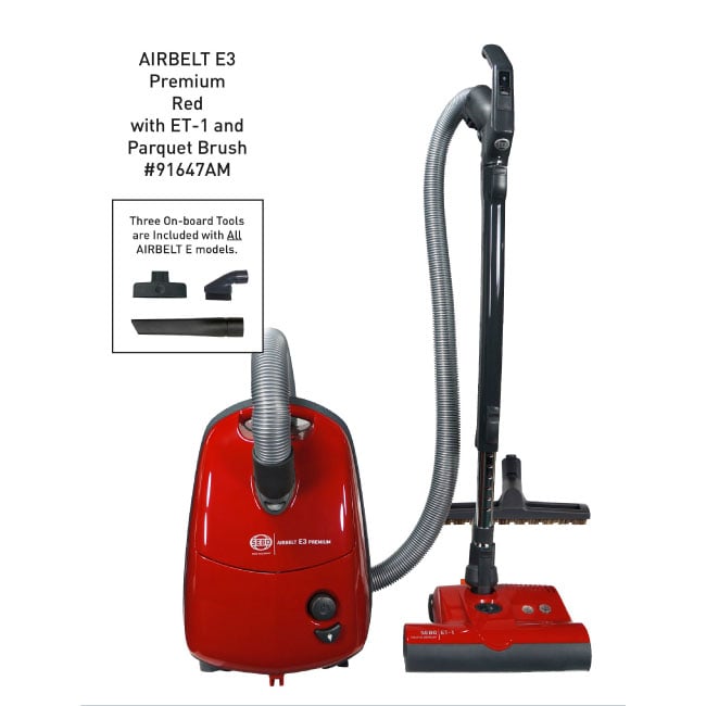 SEBO AIRBELT E3 Premium Canister Vacuum with Dual-Control Handle, ET-1 and Parquet Brush