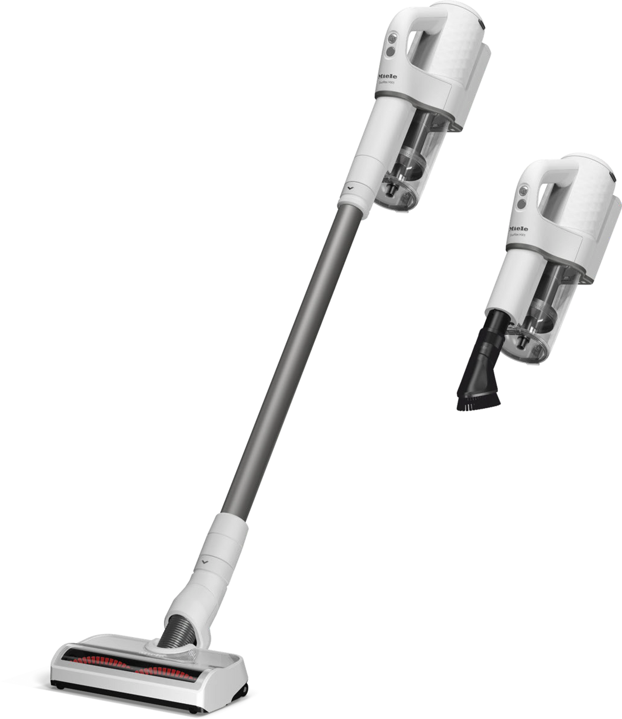 Miele Duoflex HX1 Extra cordless stick vacuum in Brilliant White, sold and serviced at Avon Vacuums in Avon, Connecticut