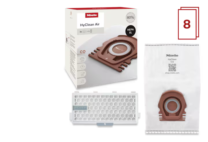 Genuine Miele HyClean Air CO Allergy XL Pack | 8 Bags & 1 HEPA Filter - Avon Vacuums