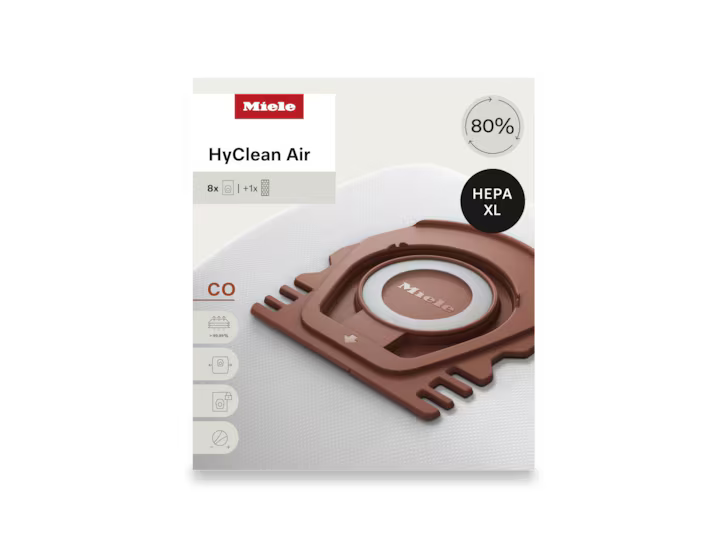Genuine Miele HyClean Air CO Allergy XL Pack — 8 bags and 1 HEPA filter — Avon Vacuums CT