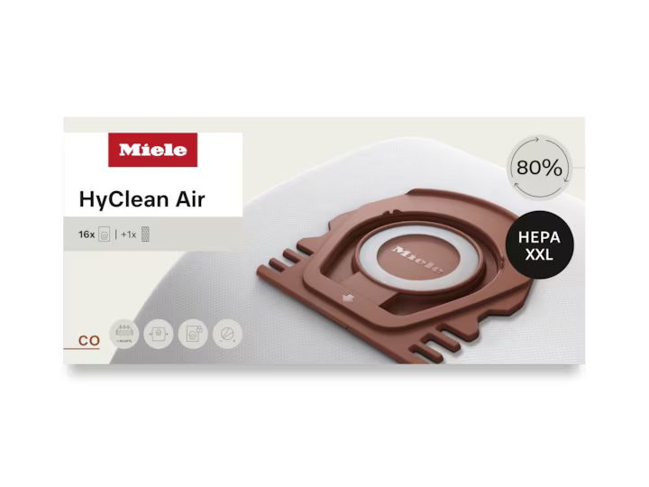 Genuine Miele HyClean Air CO Allergy 16 Performance Pack | 16 Bags & 1 HEPA Filter - Avon Vacuums