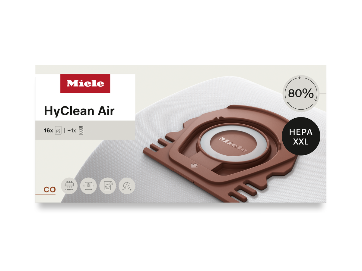 Genuine Miele HyClean Air CO Performance Pack | 16 Bags & 1 HEPA Filter fitment or install view