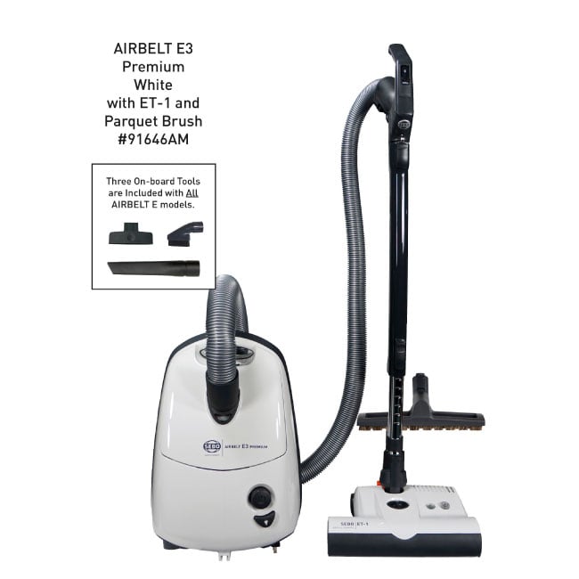 SEBO AIRBELT E3 Premium Canister Vacuum with Dual-Control Handle, ET-1 and Parquet Brush