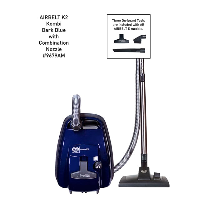 SEBO AIRBELT K2 Kombi Canister Vacuum – Dark Blue with Combination Nozzle 8351GS