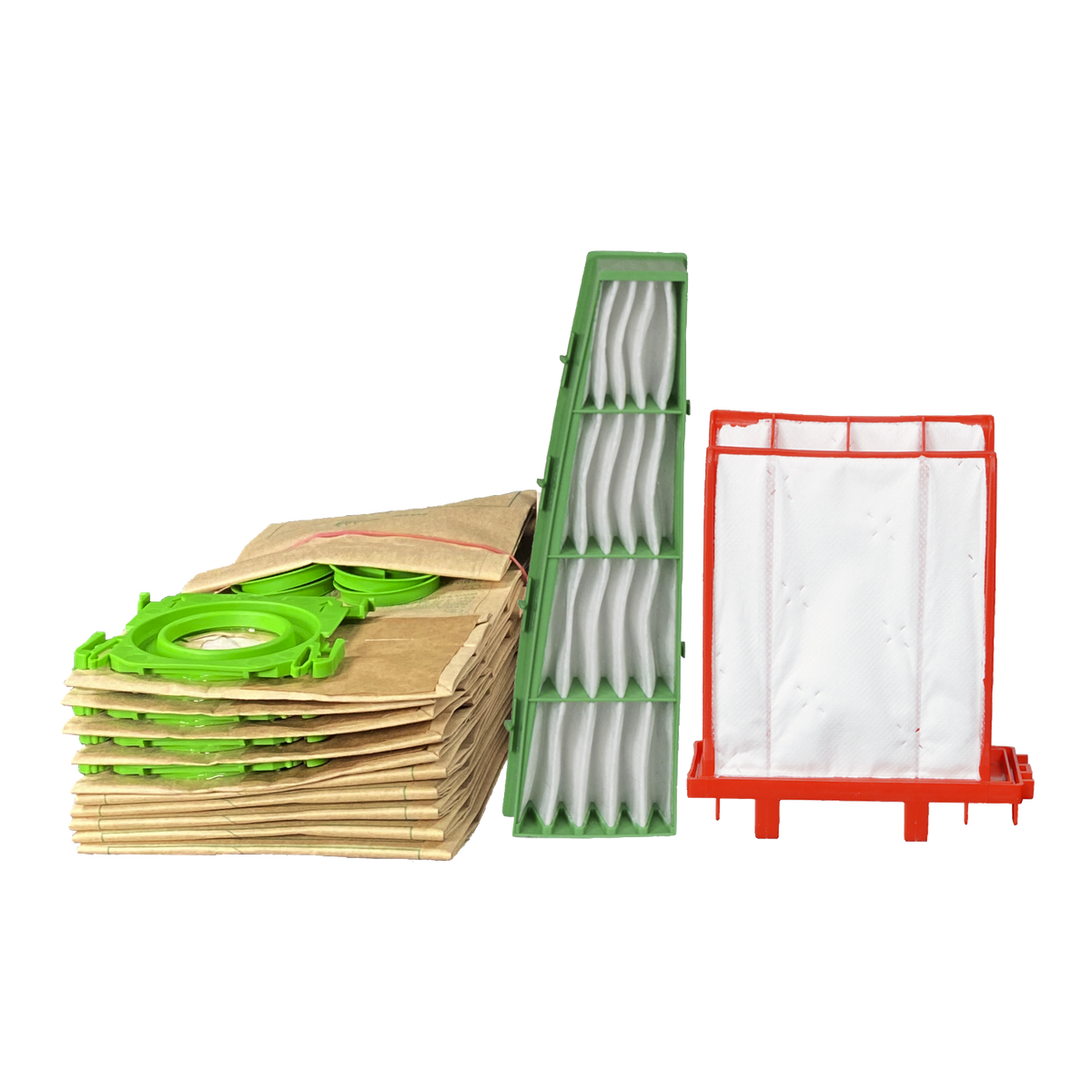 SEBO 6198AM Service Box C with paper filter bags, green microfilter and red-framed exhaust filter