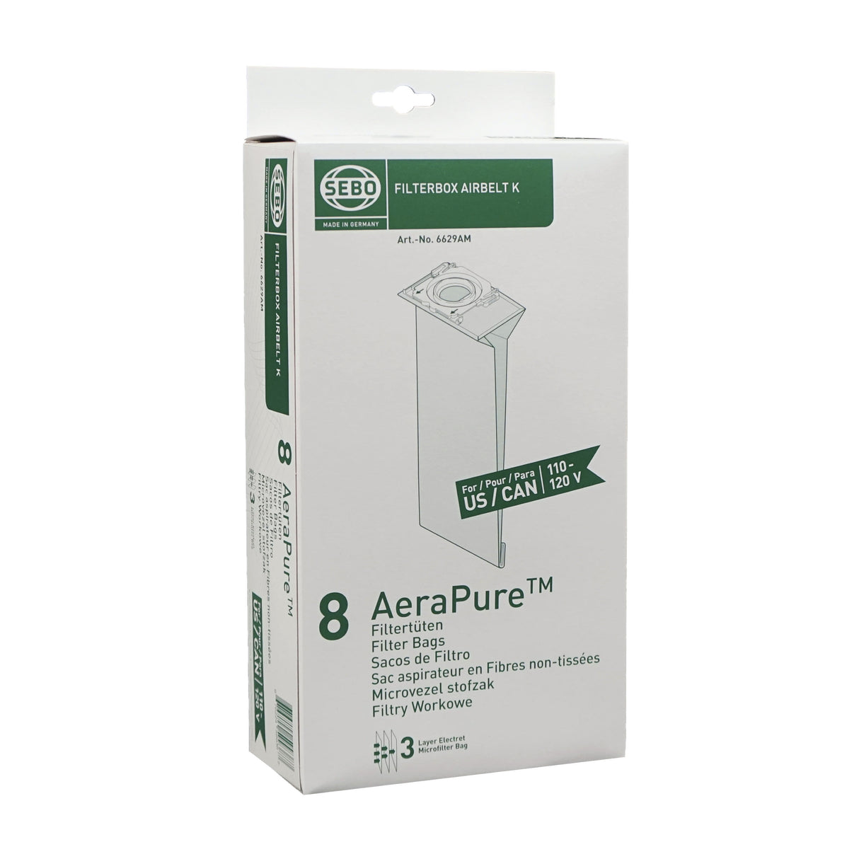 SEBO 6629AM Filterbox (8 Bags) for Airbelt K Series - Avon Vacuums