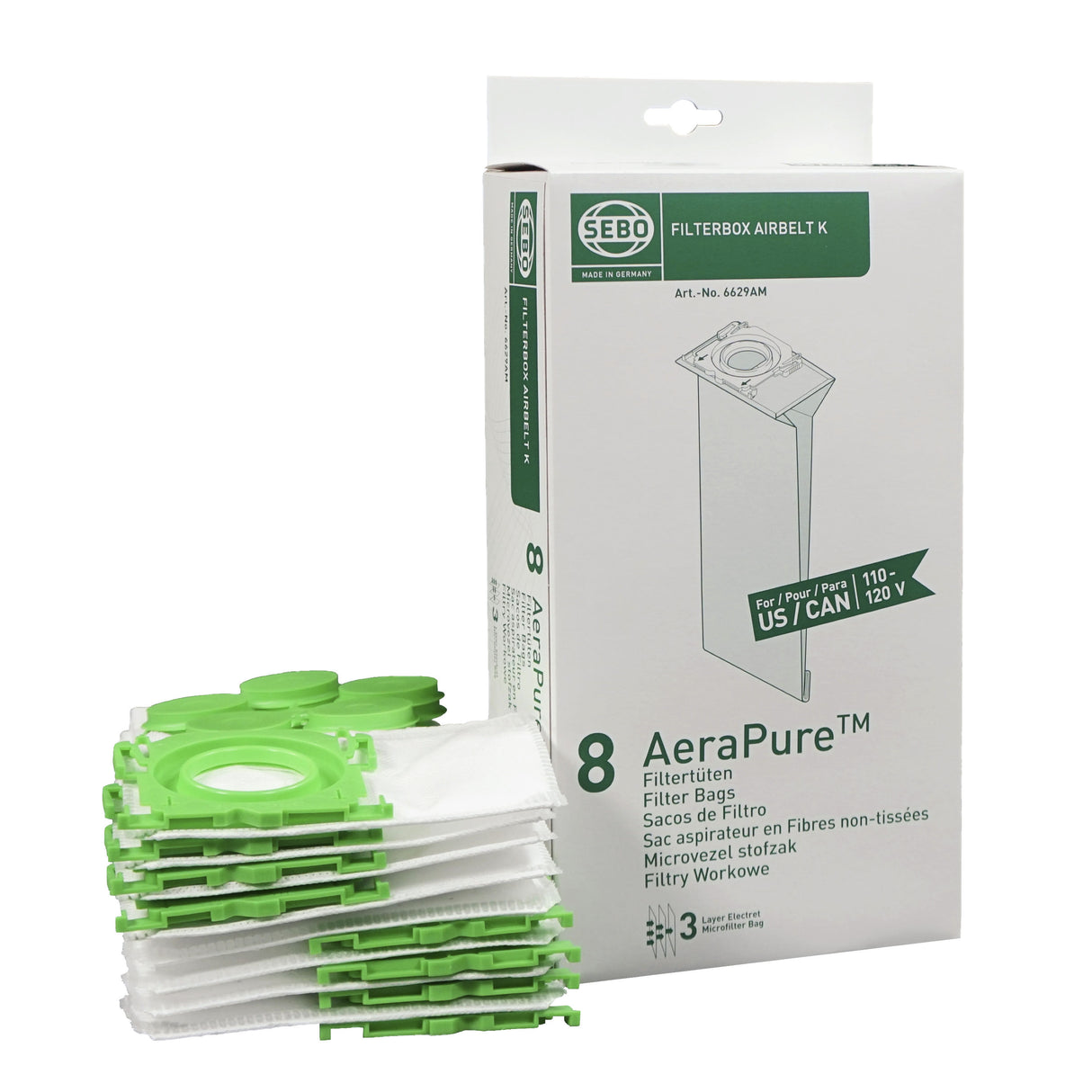 SEBO 6629AM Filterbox (8 Bags) for Airbelt K Series - Avon Vacuums