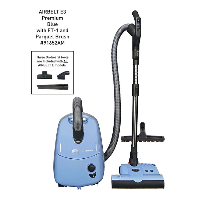 SEBO AIRBELT E3 Premium Canister Vacuum with Dual-Control Handle, ET-1 and Parquet Brush