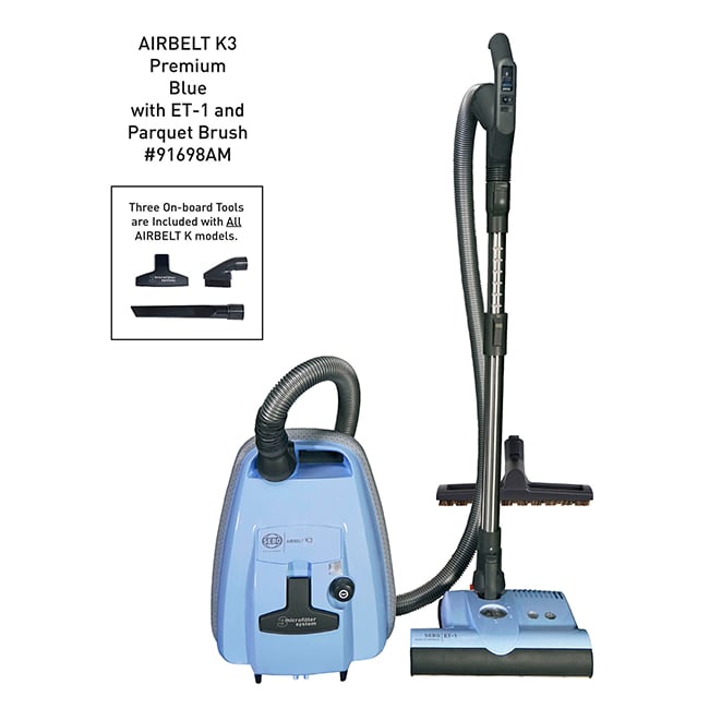 SEBO AIRBELT K3 Premium Canister Vacuum with Dual-Control Handle, ET-1 and Parquet Brush