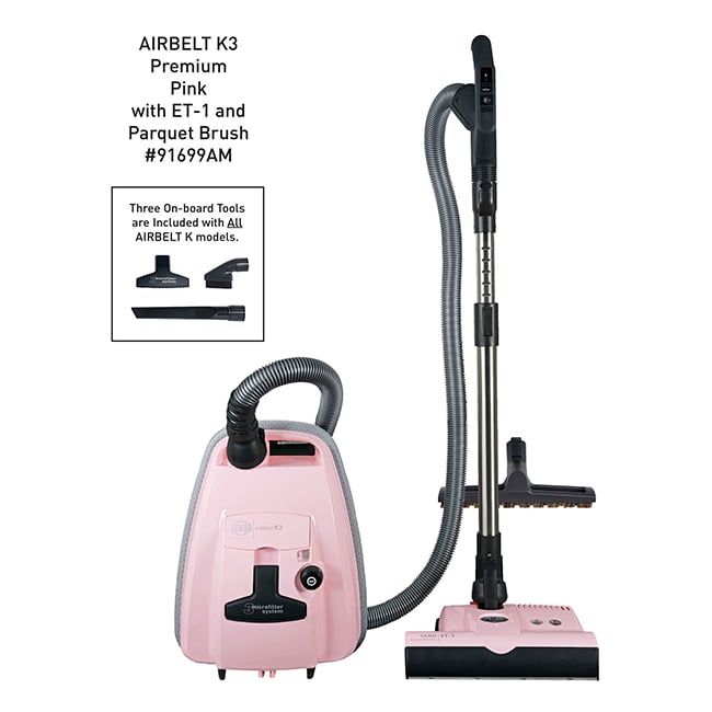 SEBO AIRBELT K3 Premium Canister Vacuum with Dual-Control Handle, ET-1 and Parquet Brush