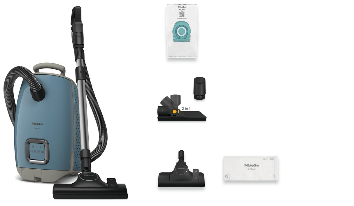 Miele Guard L1 Electro Nordic Blue — controls and handle close-up