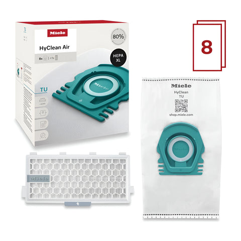 Genuine Miele HyClean Air TU Allergy XL Pack | 8 Bags & 1 HEPA Filter - Avon Vacuums