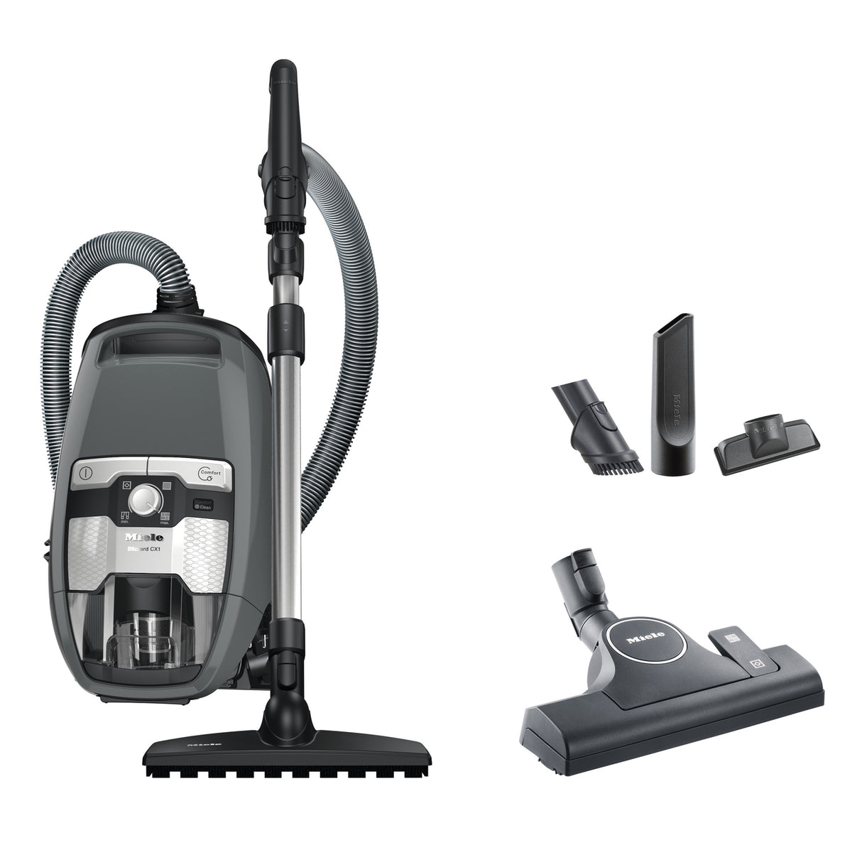 Miele Blizzard CX1 Pure Suction Graphite Grey — side profile