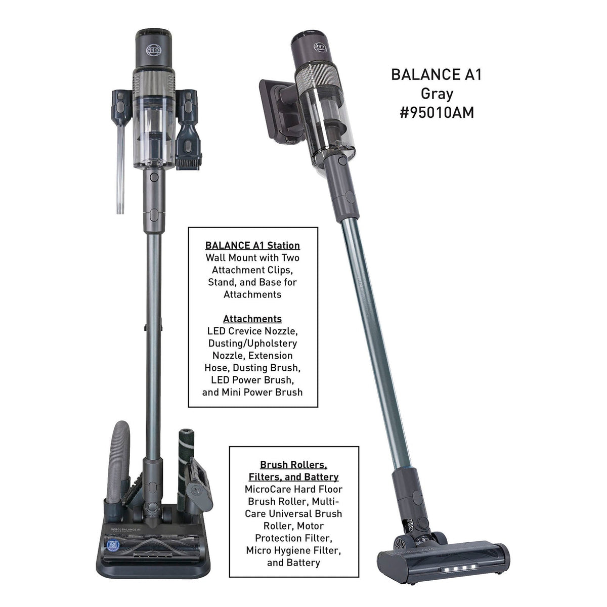 SEBO Balance A1 cordless stick vacuum in gray