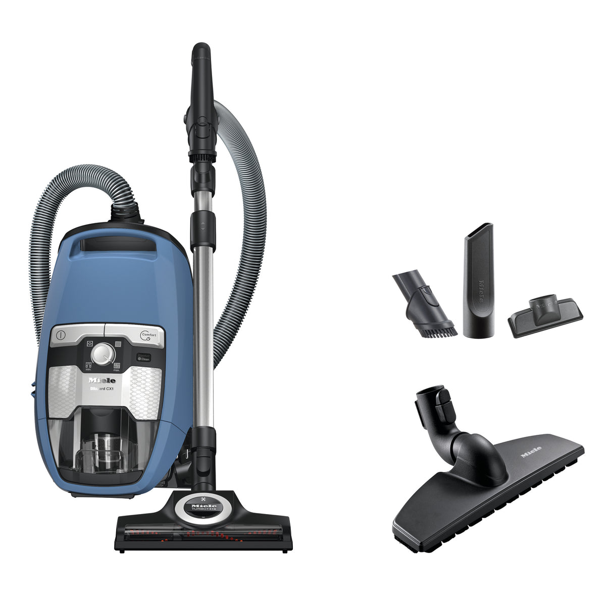 Genuine Miele Blizzard CX1 Turbo Team PowerLine Bagless Canister Vacuum Cleaner - Tech Blue - Avon Vacuums