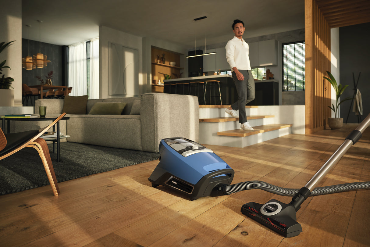 Genuine Miele Blizzard CX1 Turbo Team PowerLine Bagless Canister Vacuum Cleaner - Tech Blue - Avon Vacuums