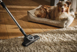 Genuine Miele STB 305-3 TurboTeQ Floorbrush — shown cleaning a rug beside a pet bed
