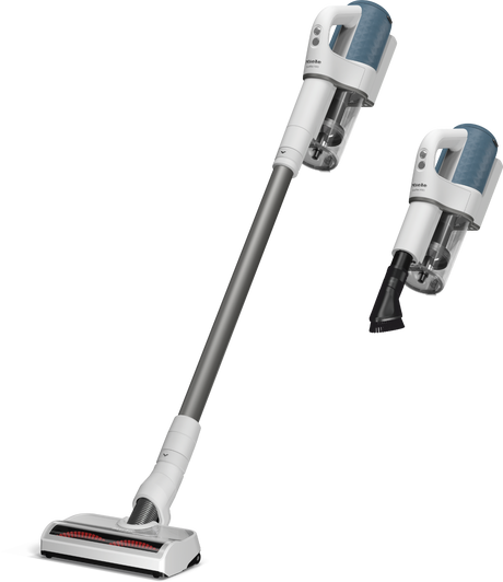 Miele Duoflex HX1 cordless stick vacuum in Nordic Blue, sold and serviced at Avon Vacuums in Avon, Connecticut