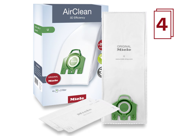 Miele AirClean 3D FilterBags Type U, 4 Pack - Avon Vacuums