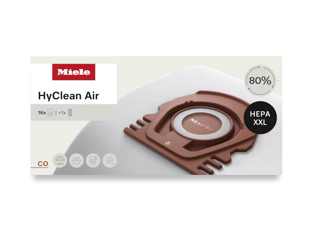 Genuine Miele HyClean Air CO Allergy 16 Performance Pack | 16 Bags & 1 HEPA Filter - Avon Vacuums