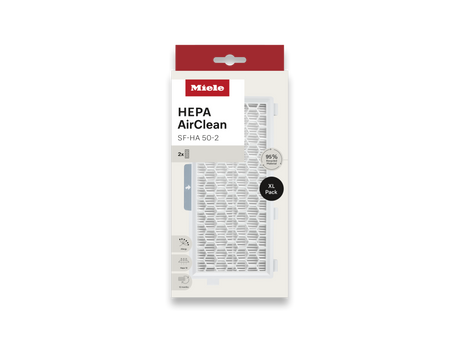 Genuine Miele XL pack HEPA AirClean filter | 12868960 packaging or contents