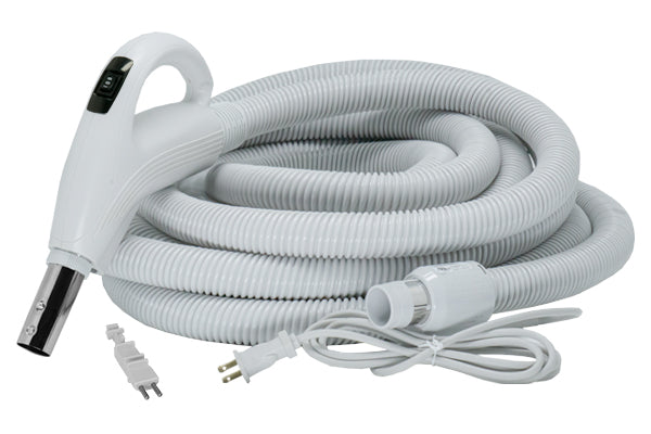 Plastiflex ValuFlex dual-voltage electric central vacuum hose (grey), 30' with pigtail cord end | Avon Vacuums CT