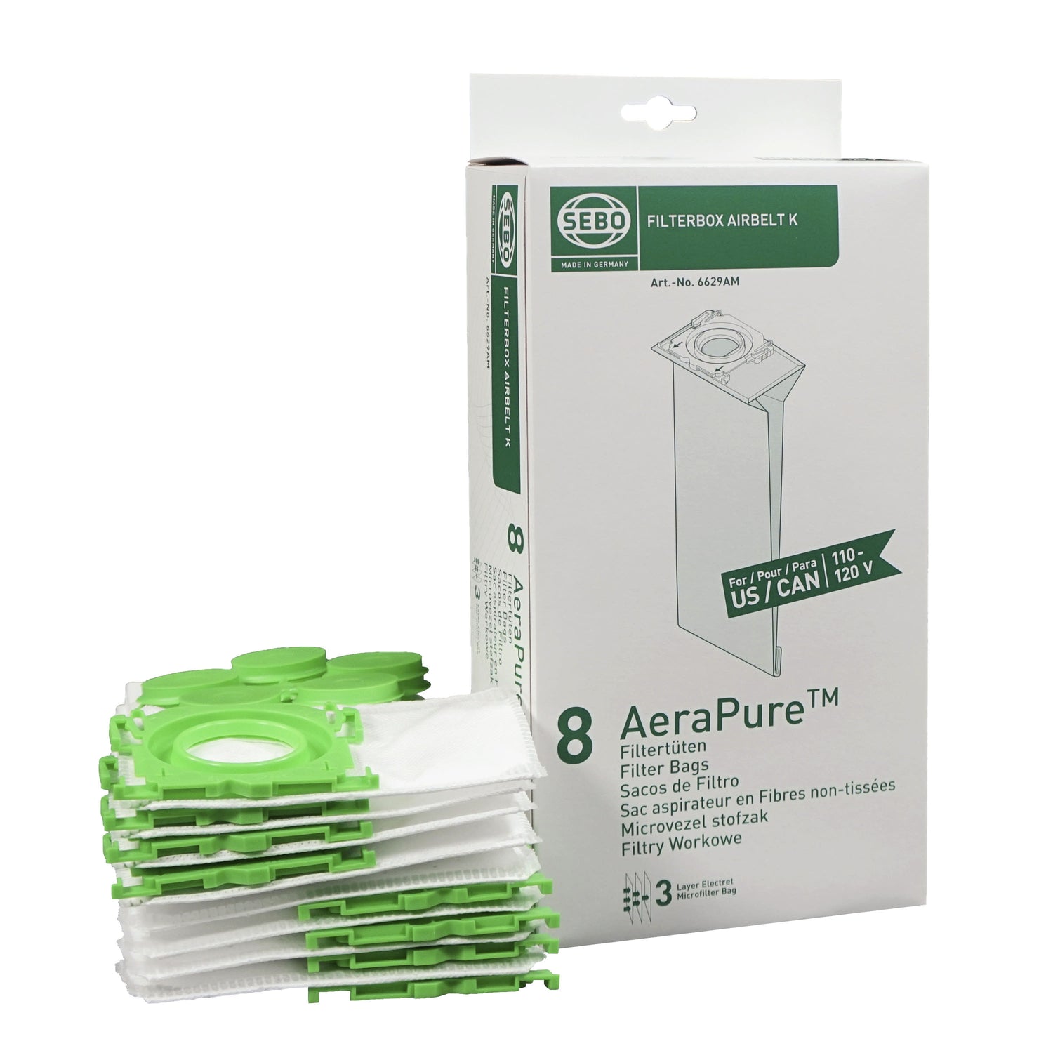 SEBO 6629AM Filterbox (8 Bags) for Airbelt K Series - Avon Vacuums