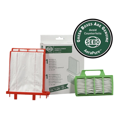 SEBO 6696AM Airbelt K-series filter set — motor and S-Class exhaust filters — Avon Vacuums CT