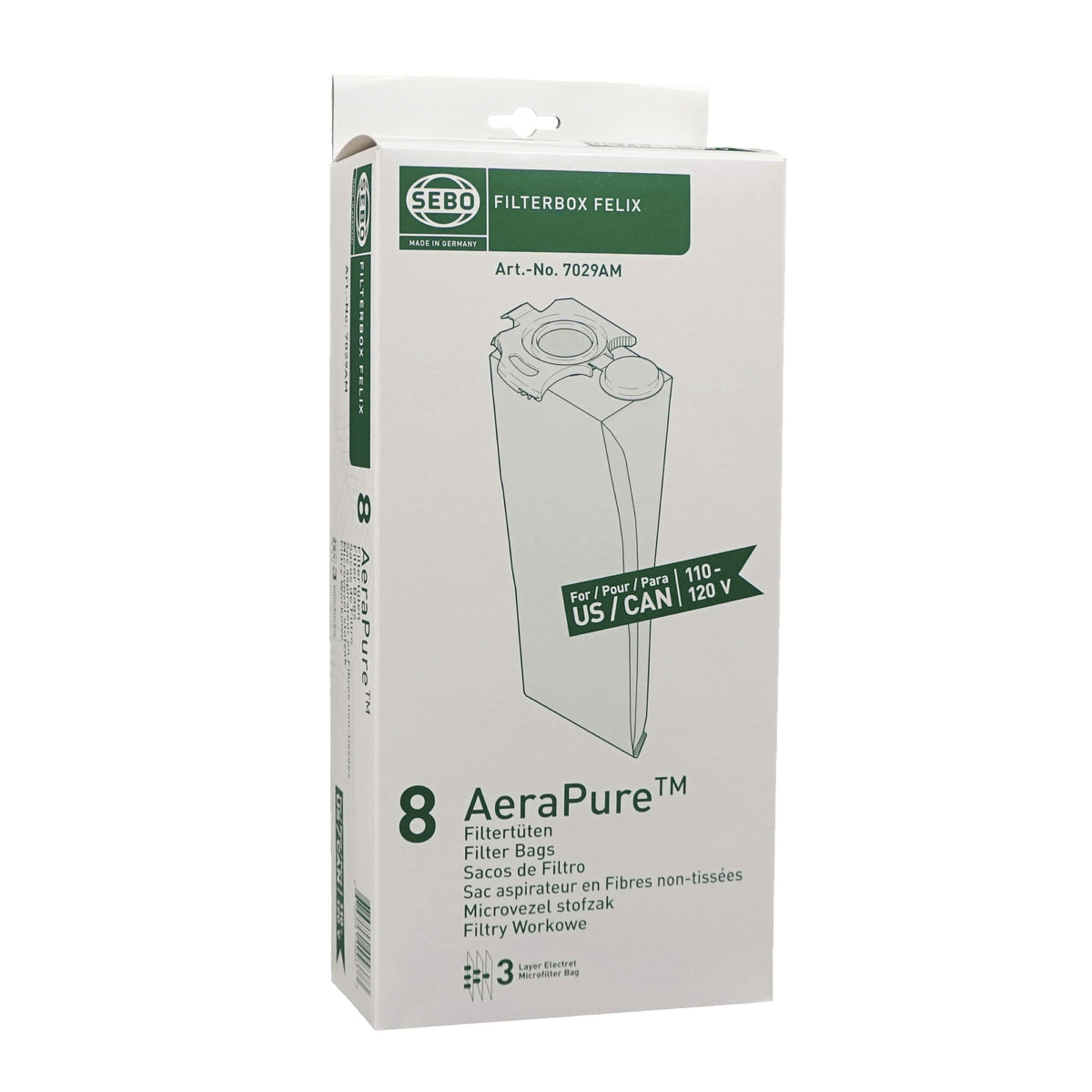 SEBO 7029AM bag box for Felix and Dart upright vacuums
