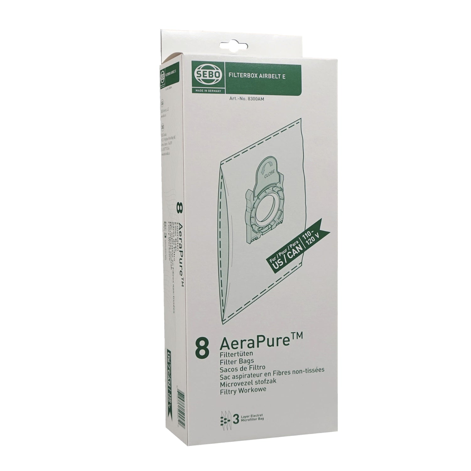 SEBO 8300ER Filterbox (8 Bags) for Airbelt E Series - Avon Vacuums