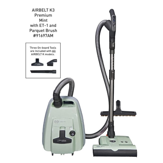 SEBO AIRBELT K3 Premium Canister Vacuum with Dual-Control Handle, ET-1 and Parquet Brush