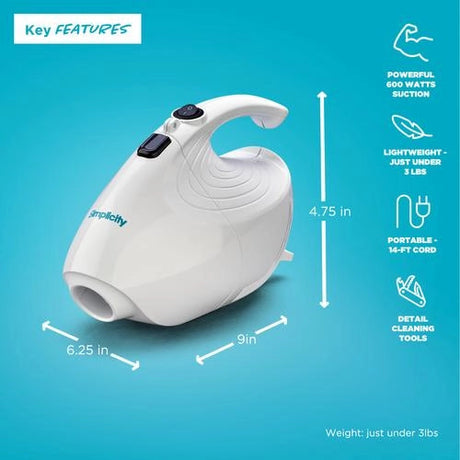 Simplicity Flash Handheld Vacuum: Compact 600-Watt Cleaner for Quick Messes - Avon Vacuums