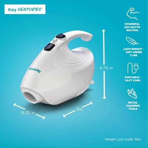 Simplicity Flash Handheld Vacuum: Compact 600-Watt Cleaner for Quick Messes - Avon Vacuums