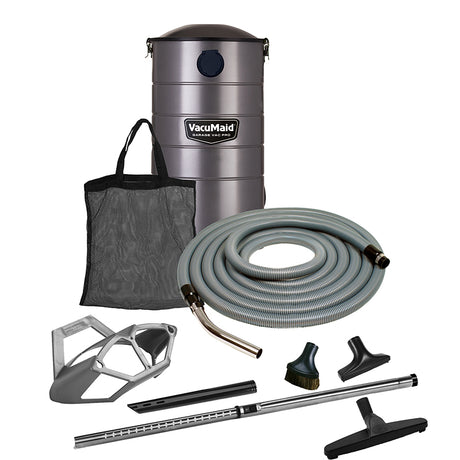 VacuMaid GV50PRO wall mounted garage and car vacuum with 50 foot hose, sold and serviced at Avon Vacuums in Avon, Connecticut