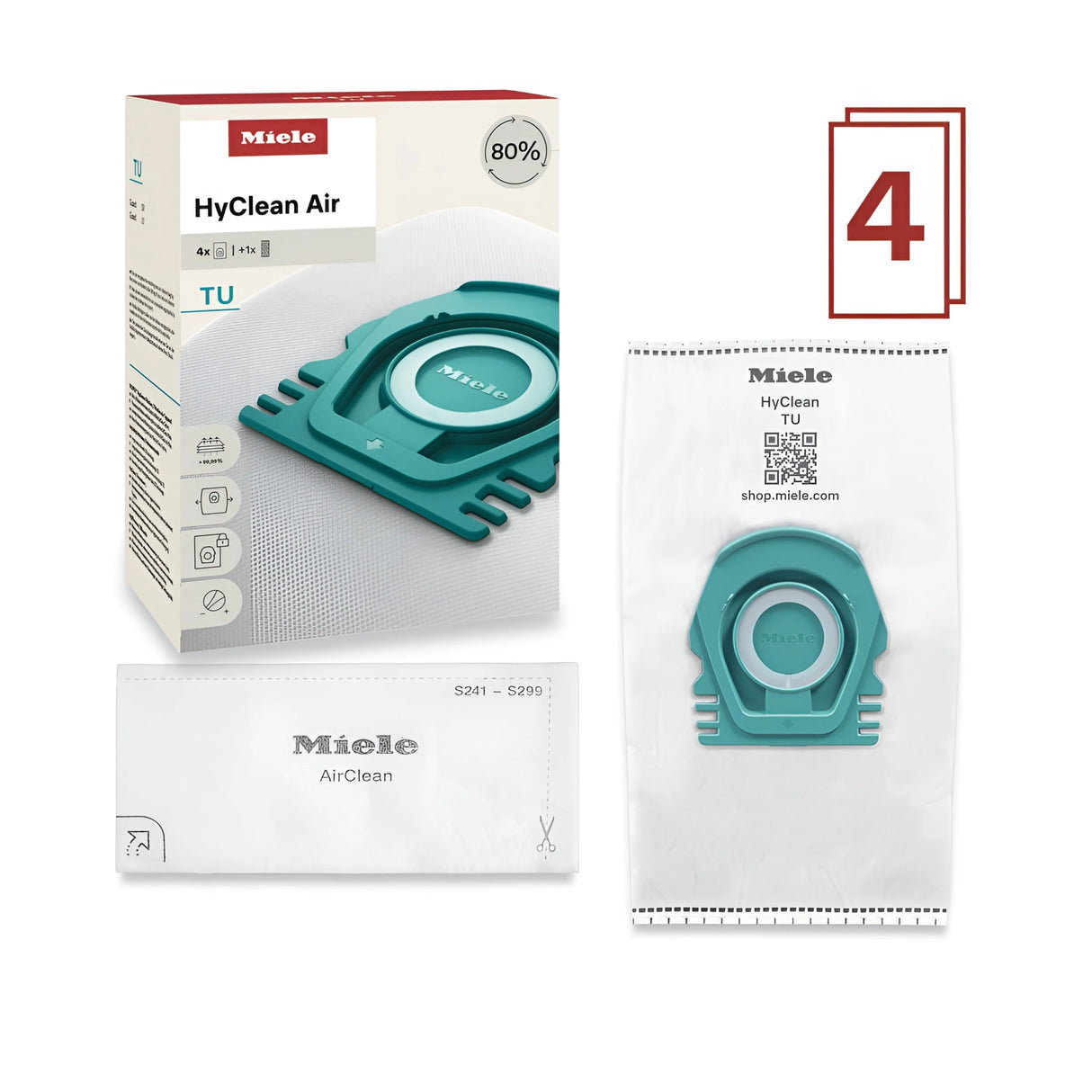 Genuine Miele HyClean Air TU FilterBags | 4 Bags & 1 Filter - Avon Vacuums