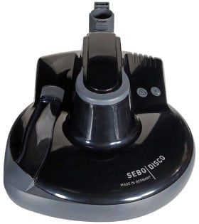 SEBO DISCO replacement polishing pad 3230ER shown mounted on the DISCO polisher head — Avon Vacuums CT