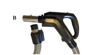 PSB35D 35 ft direct-connect central vacuum hose close-up for black SEBO ET-1 attachment kit | Avon Vacuums CT