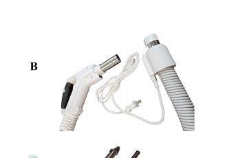 PSW30P 30 ft pigtail central vacuum hose close-up with plug cord for white SEBO ET-1 attachment kit | Avon Vacuums CT