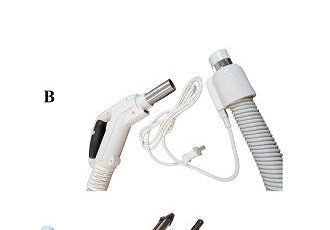 PSW35P 35 ft pigtail central vacuum hose close-up with plug cord for white SEBO ET-1 attachment kit | Avon Vacuums CT