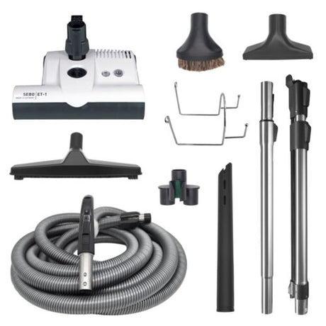 Sebo 30FT Deluxe Central Vacuum Kit With White ET-1 Power Head - Avon Vacuums