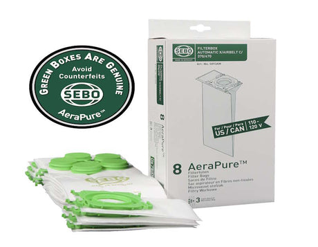 Genuine SEBO Filter Bags for X, G, C & Mechanical Series Vacuums - 8 Pack - 5093AM - Avon Vacuums