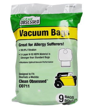 Clean Obsessed CO711/Perfect C105 HEPA Bags, 9 Pack, SKU CO711BG