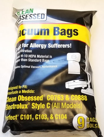 Clean Obsessed Electrolux Style C HEPA Bags, 9 Pack, SKU CO763BG