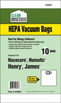 Clean Obsessed NaceCare/Numatic Henry and James HEPA Bags, 10 Pack, SKU CH657