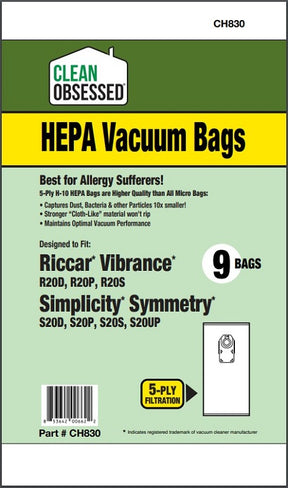 Clean Obsessed Riccar R20/Simplicity S20 HEPA Bags product photo from Avon Vacuums