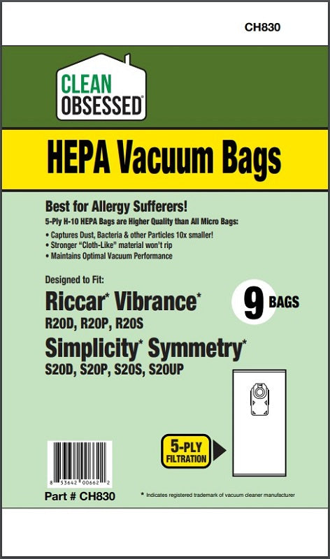 Clean Obsessed Riccar R20/Simplicity S20 HEPA Bags product photo from Avon Vacuums