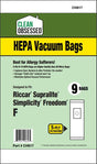Clean Obsessed Riccar/Simplicity Type F HEPA Bags, 9 Pack, SKU CH817