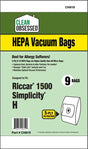 Clean Obsessed Riccar/Simplicity Type H Upright HEPA Bags product photo from Avon Vacuums