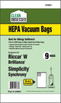 Clean Obsessed Riccar/Simplicity Type W HEPA Bags product photo from Avon Vacuums