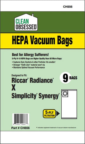 Clean Obsessed Riccar/Simplicity Type X HEPA Bags product photo from Avon Vacuums